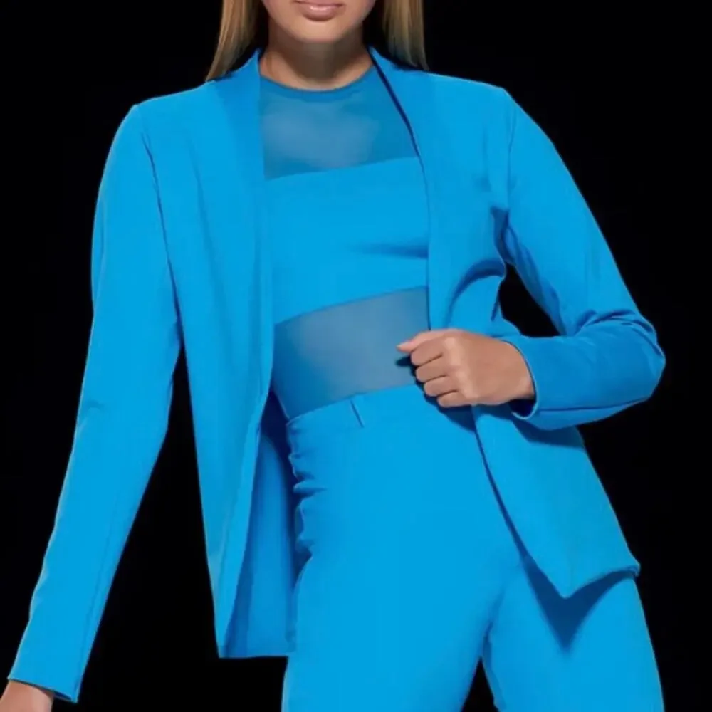 Kelle Turquoise Jacket And Wide Leg Pant Set size Medium Child